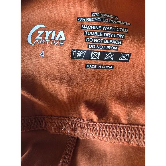 Zyia Orange Side Striped Joplin Light N Tight Leggings 4 Womens Skinny Workout - Picture 5 of 5